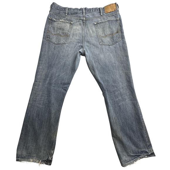 American Eagle Jeans Mens 38x34 Blue Bootcut Distressed Denim Casual 100% Cotton - Picture 1 of 16